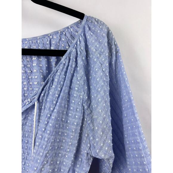 J.Crew Kaftan Blouse, Light Blue, Cotton Dobby, Peasant Boho Tunic Top S - Picture 6 of 9